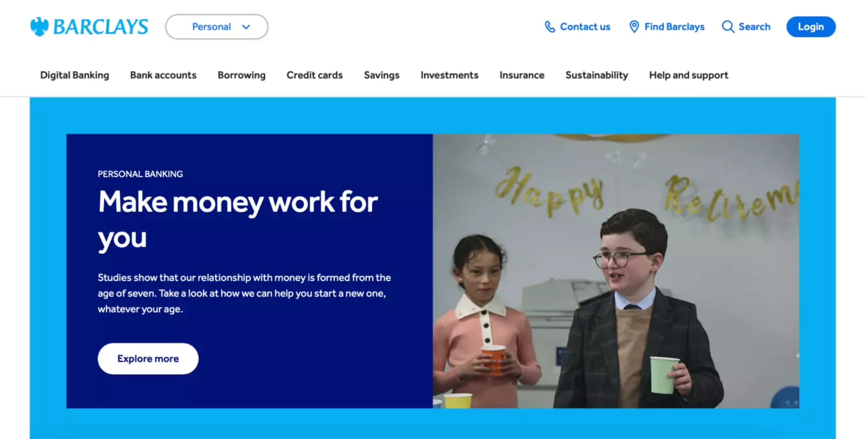 Barclays Bank main page