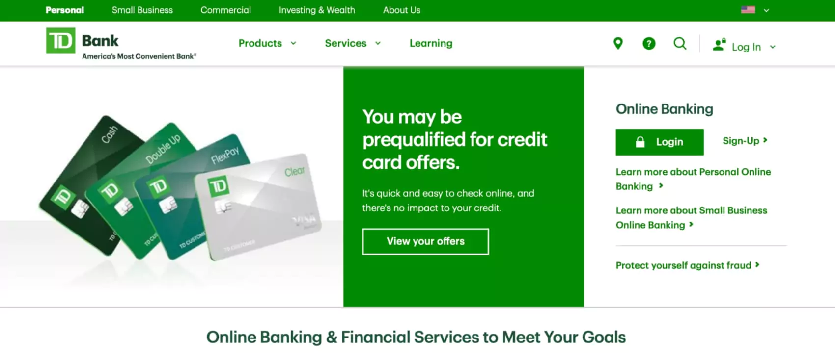 TD Bank main page