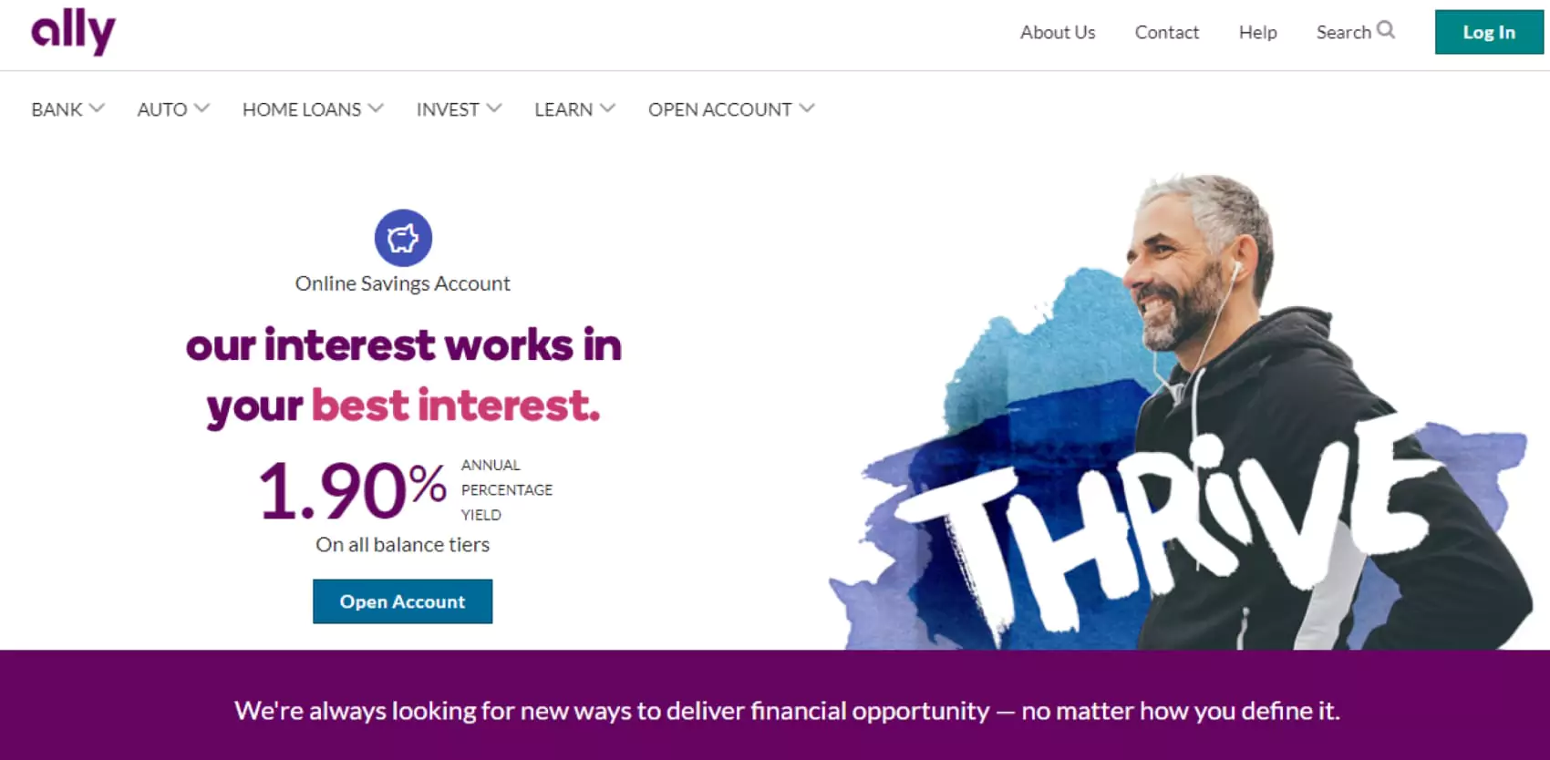 Ally Bank main page