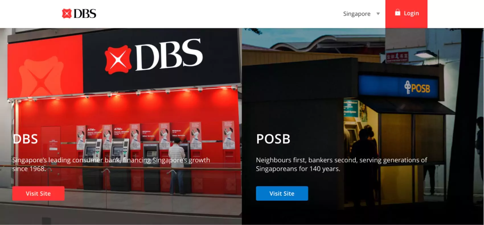 DBS Bank main page