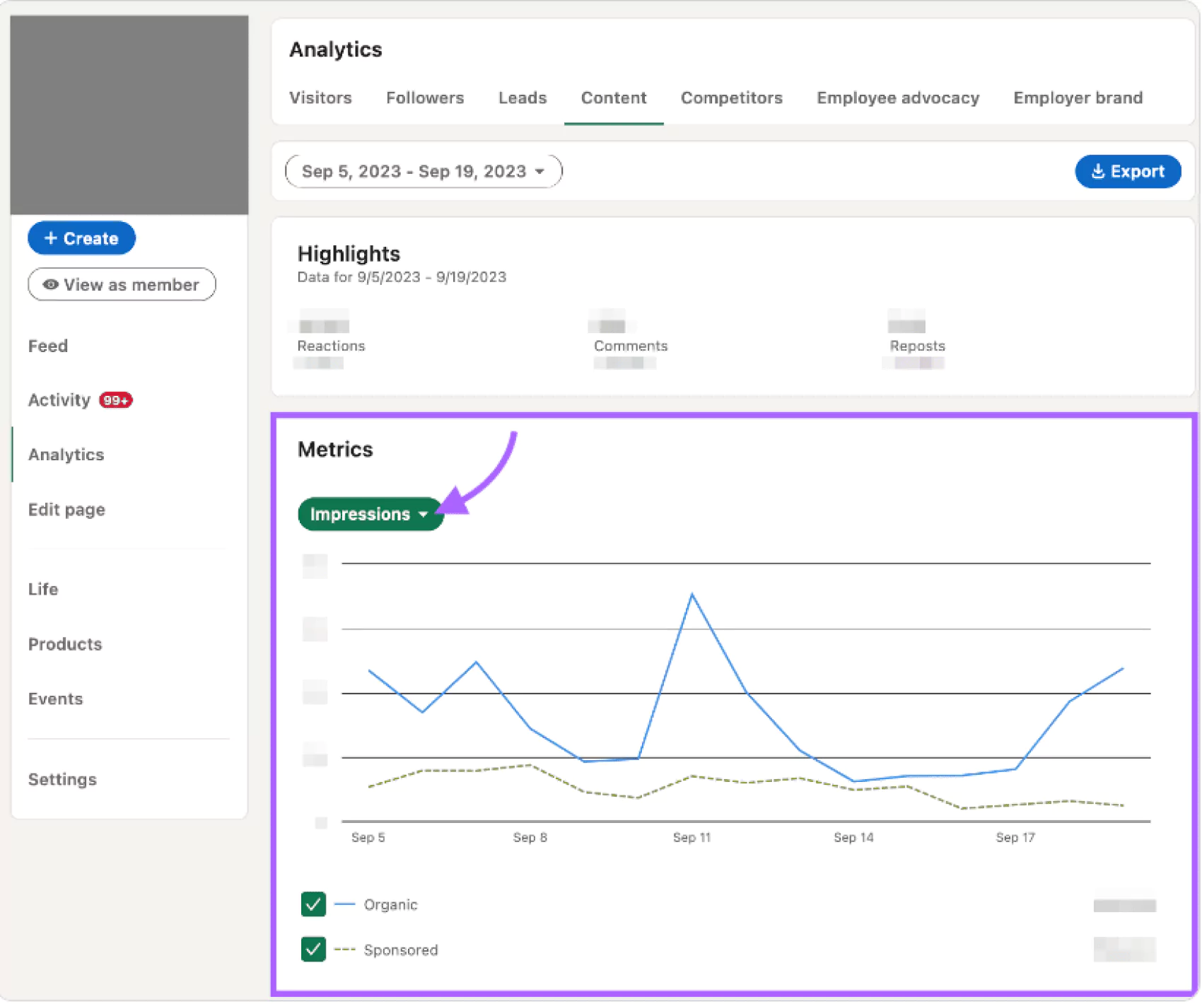 Impressions is one of the content marketing metrics to track