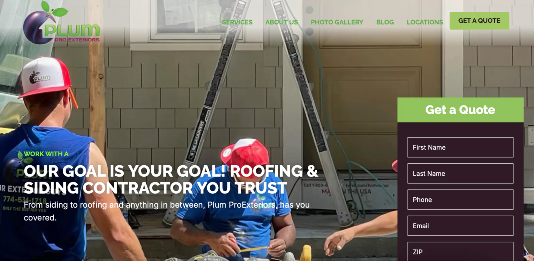 Plum ProExteriors roofing website