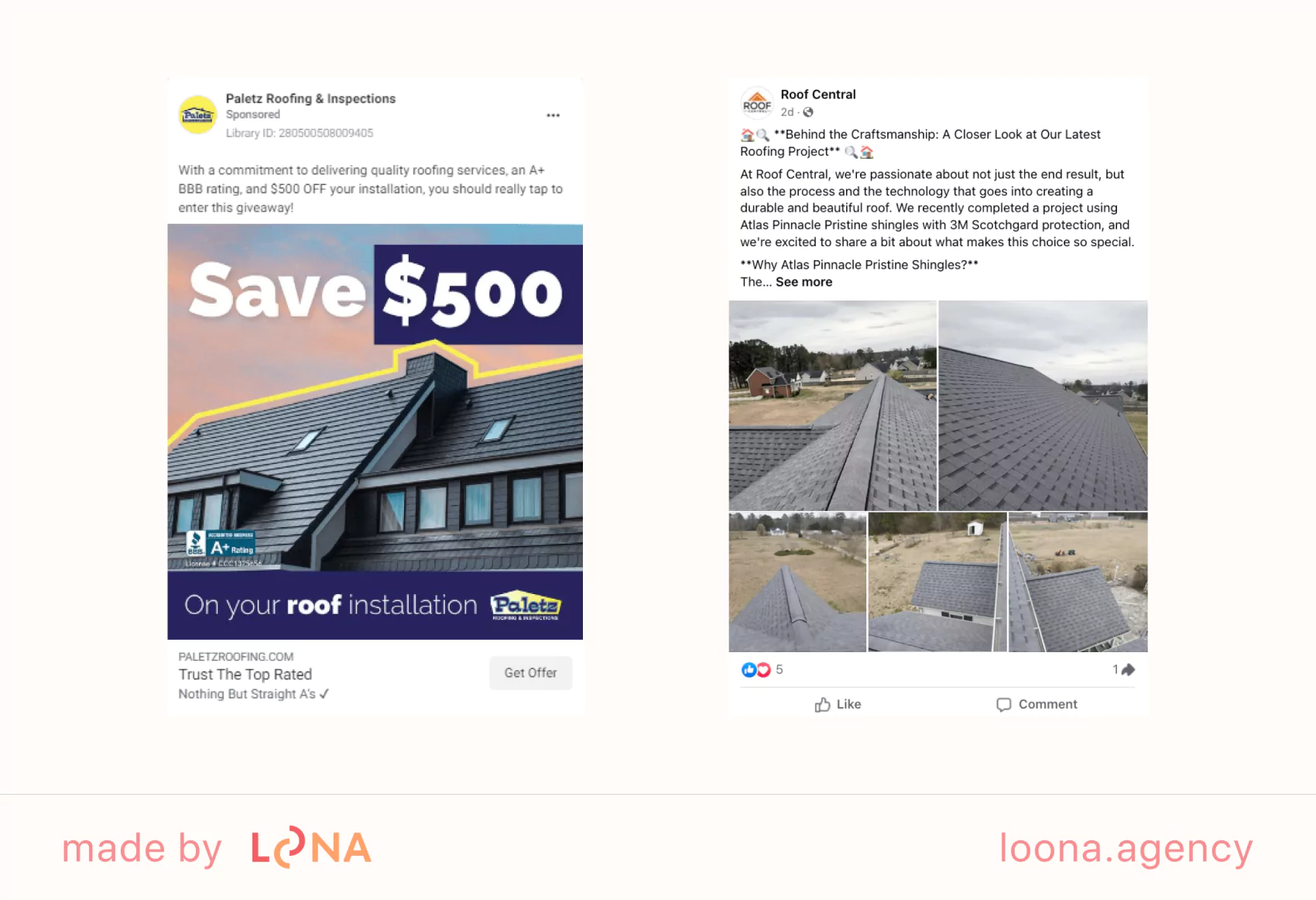 examples of roofing ads on facebook