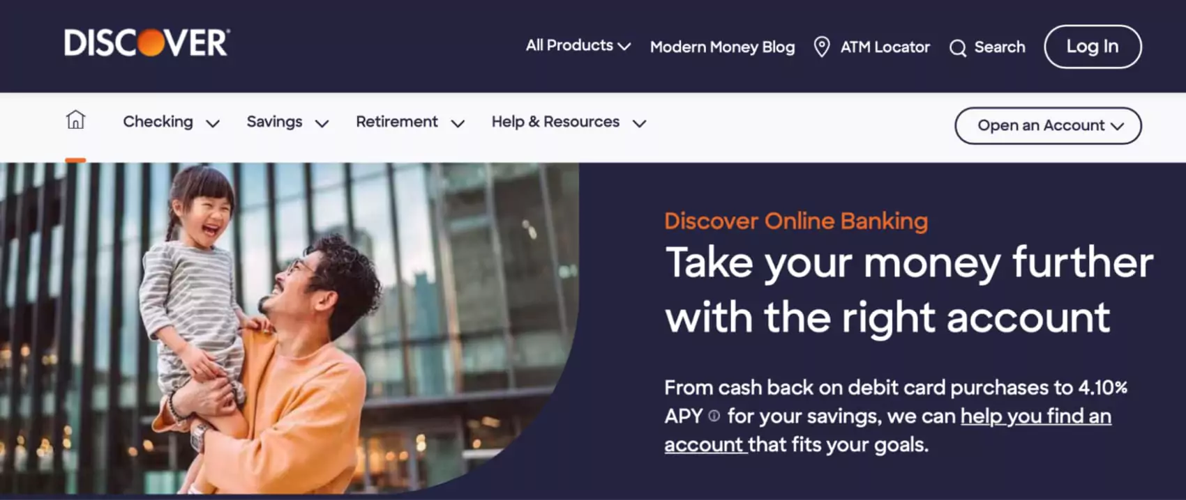 Discover Bank main page