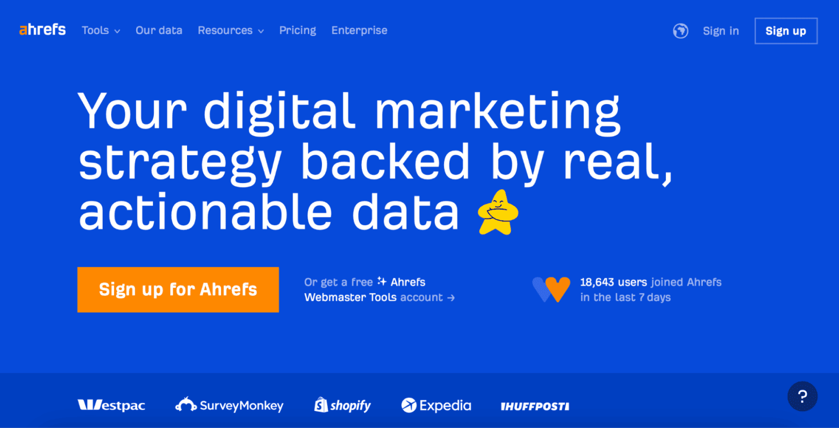 Ahrefs main page