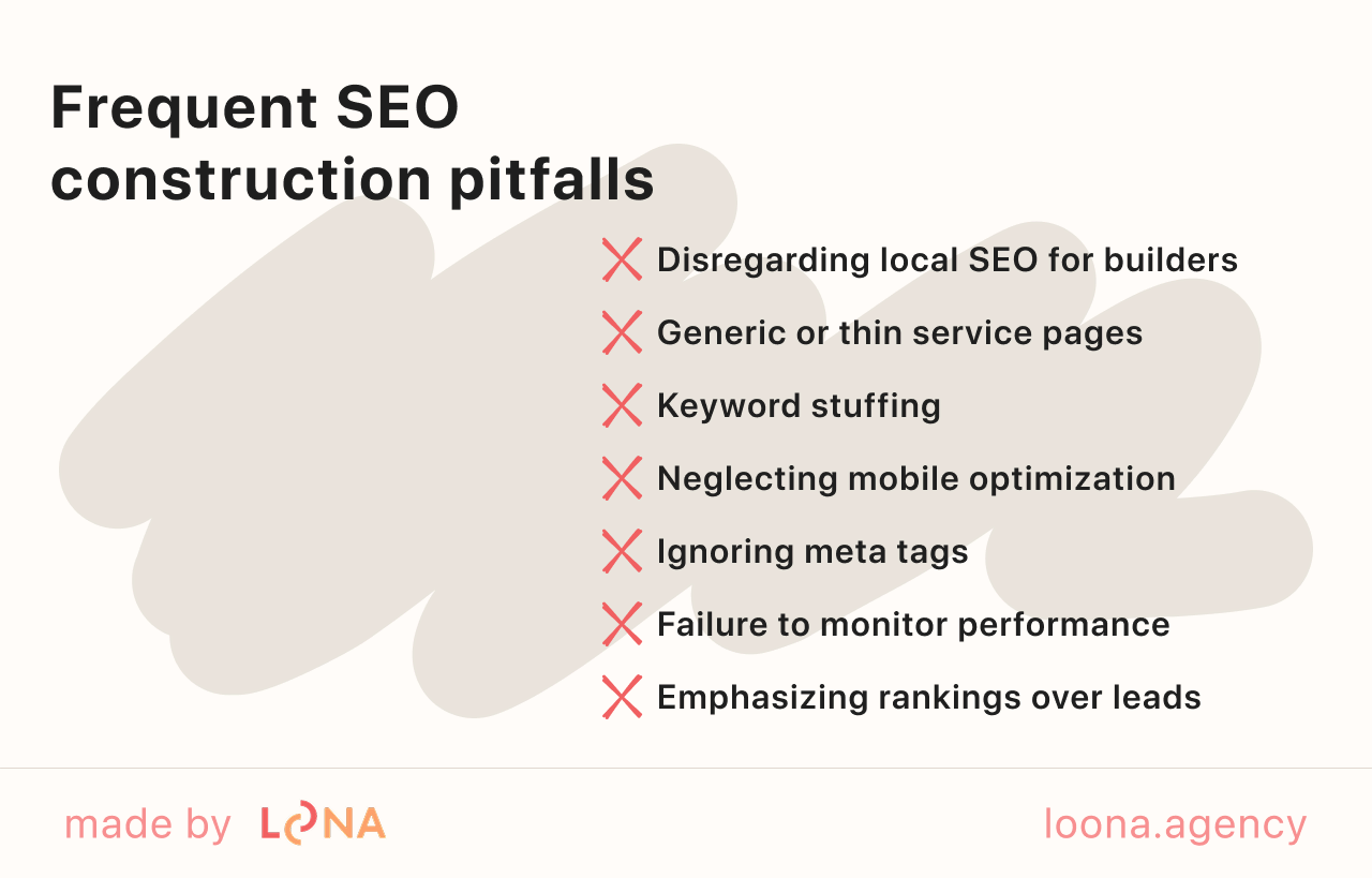 Frequent SEO construction pitfalls SEO for contractors mistakes